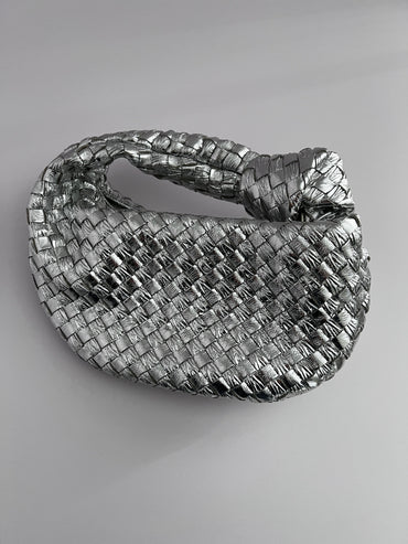 Bottega Veneta metallic silver mini Jodie