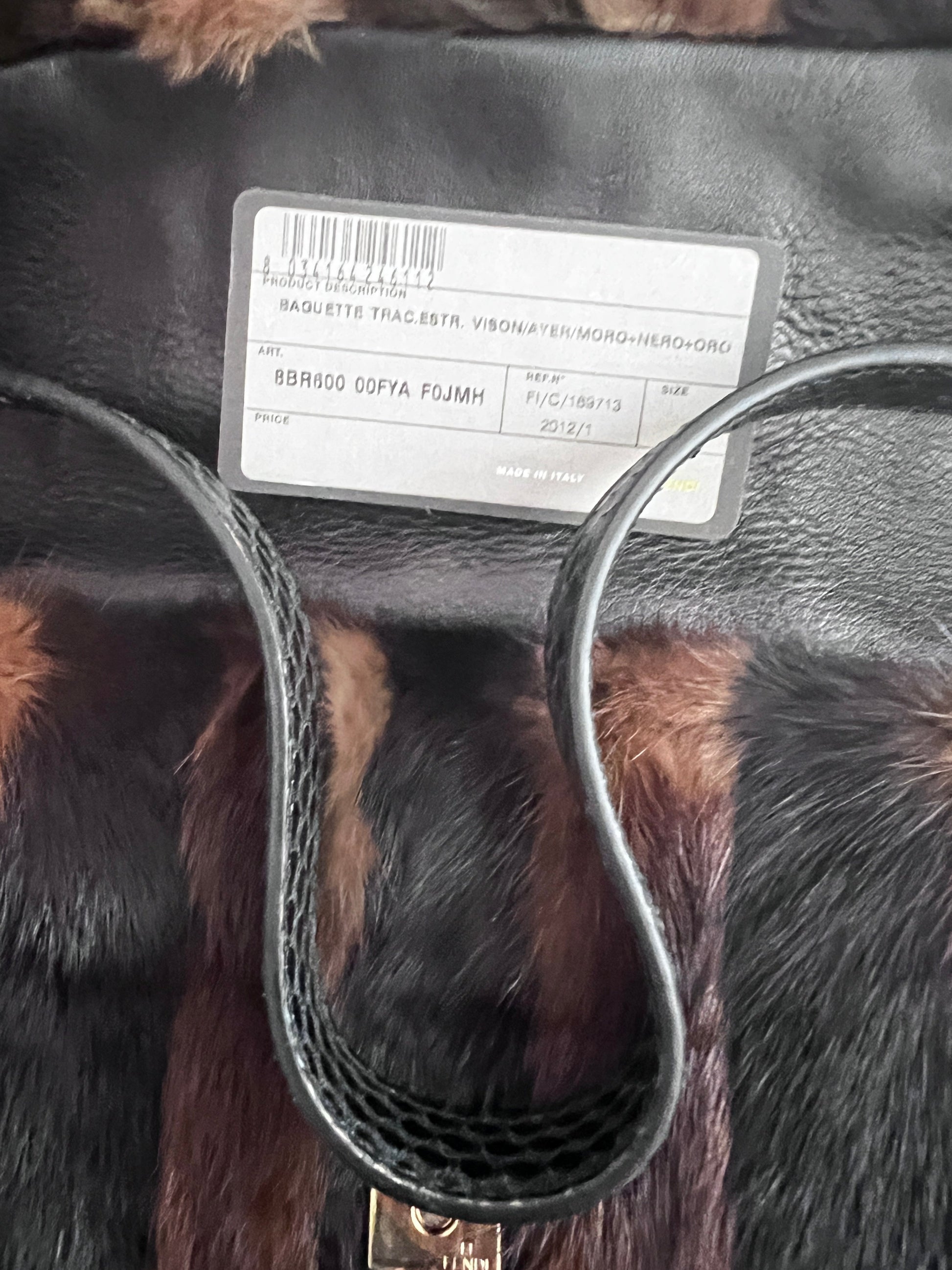 Fendi baguette mink black brown stripes shoulder bag