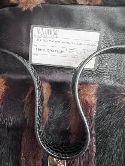 Fendi baguette mink black brown stripes shoulder bag