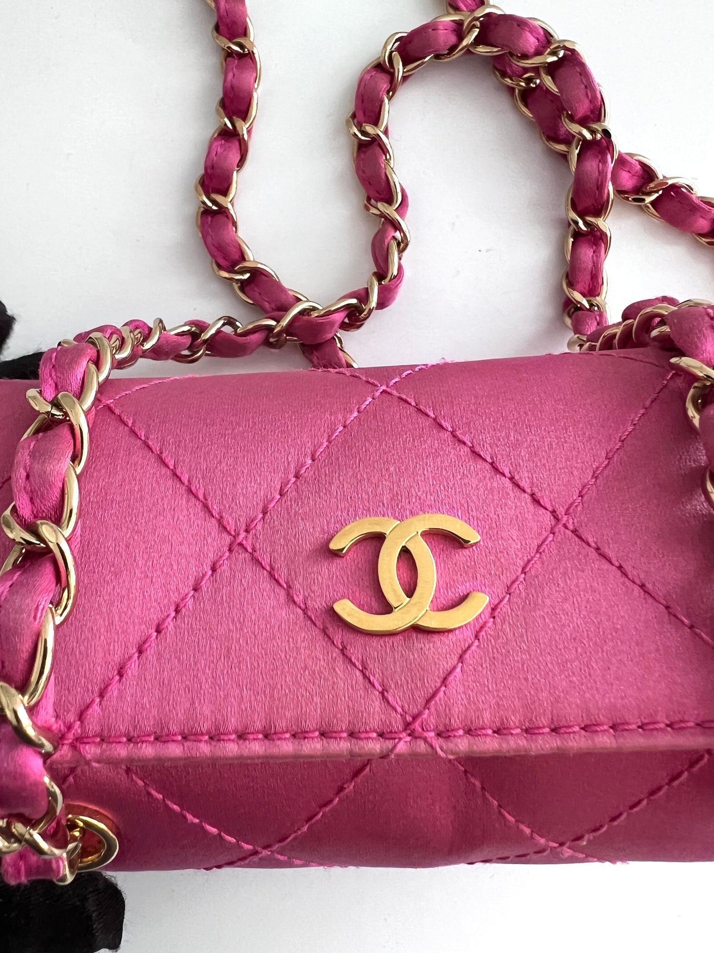 Vintage Chanel pink satin mini bag