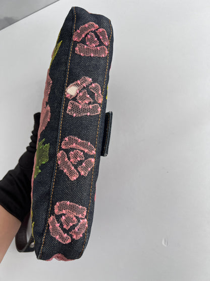 Fendi rose denim baguette