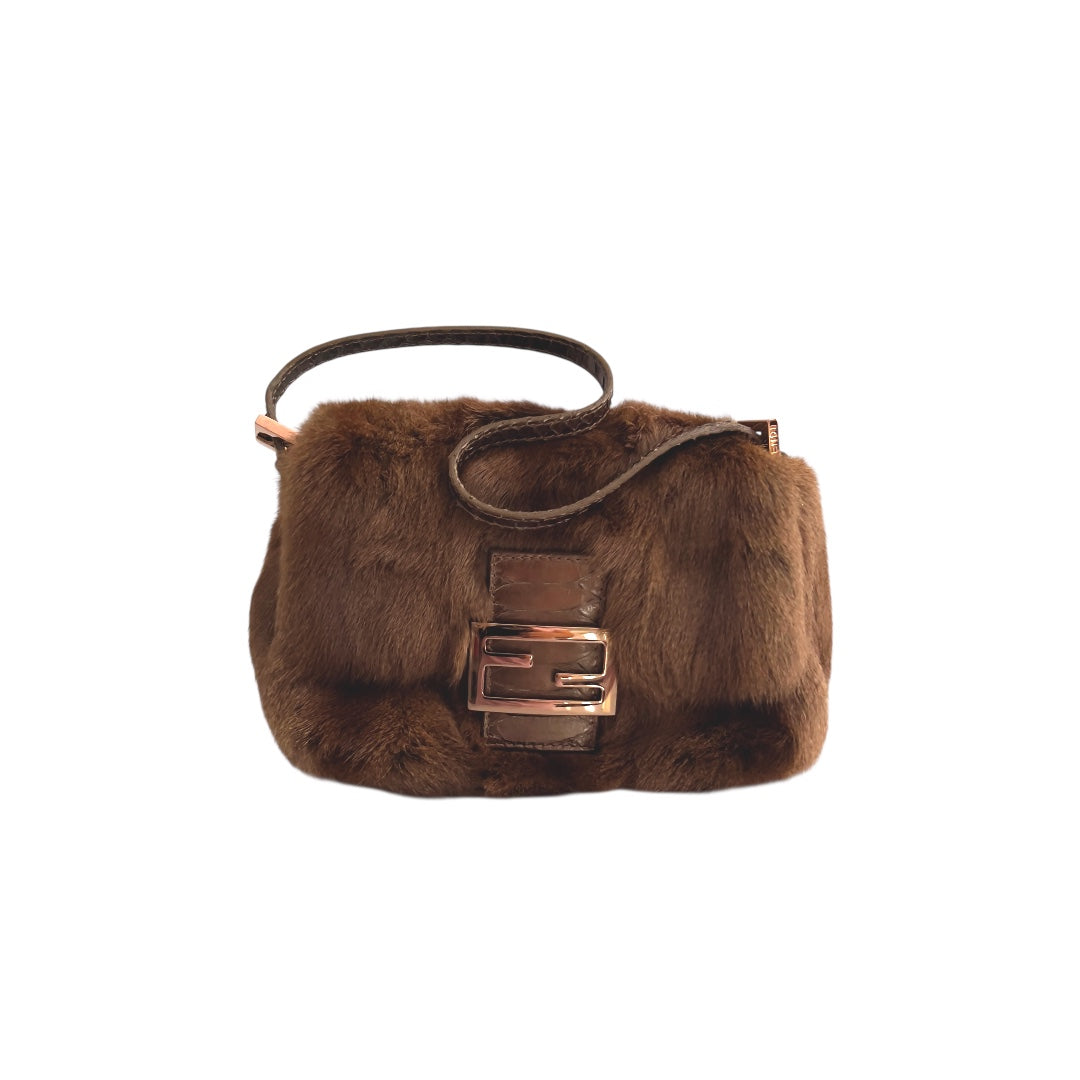 Fendi Fendi mini mamma size cute squirrel fur baguette