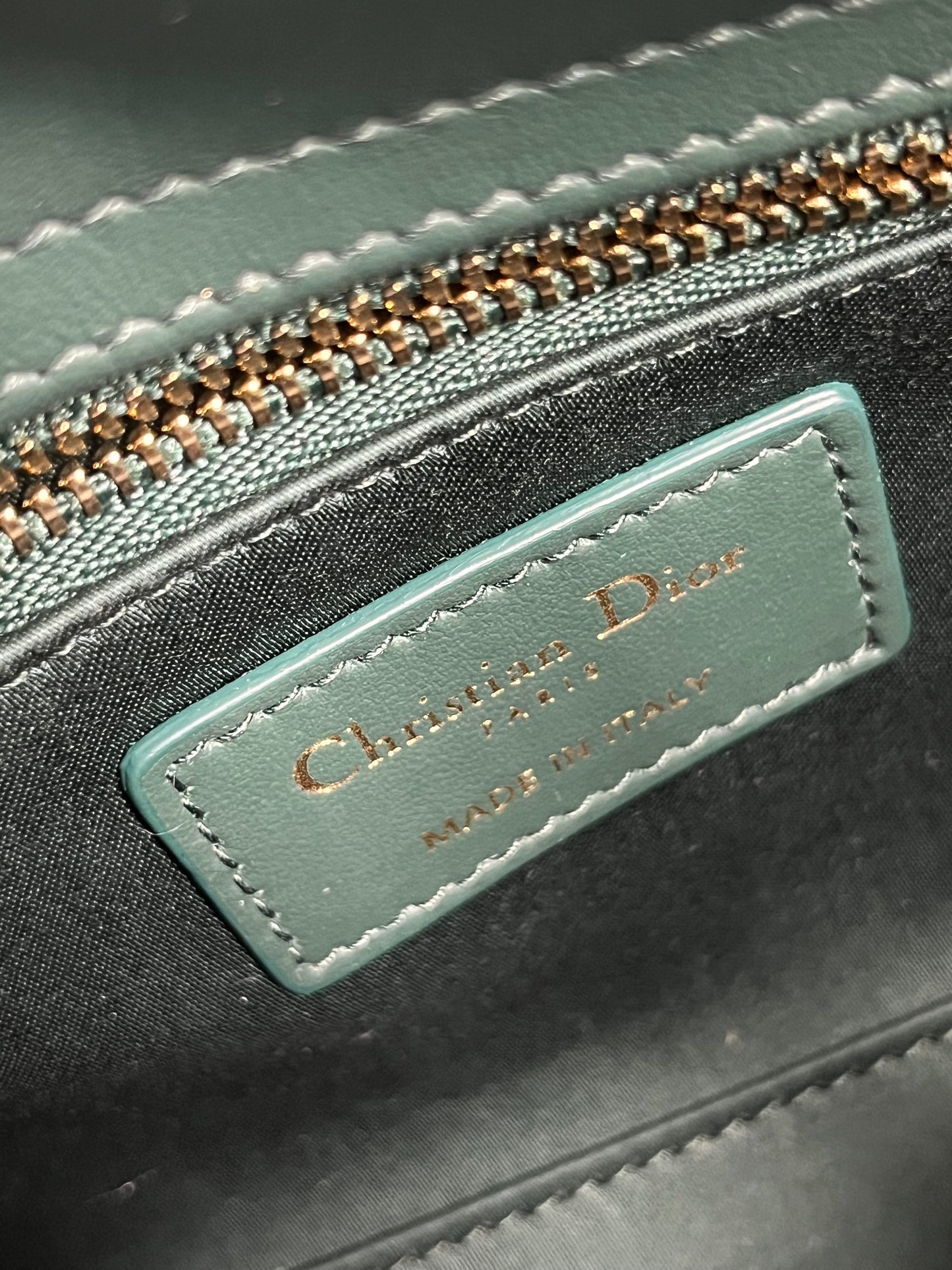 Dior lady dior mini dark green beaded shoulder bag