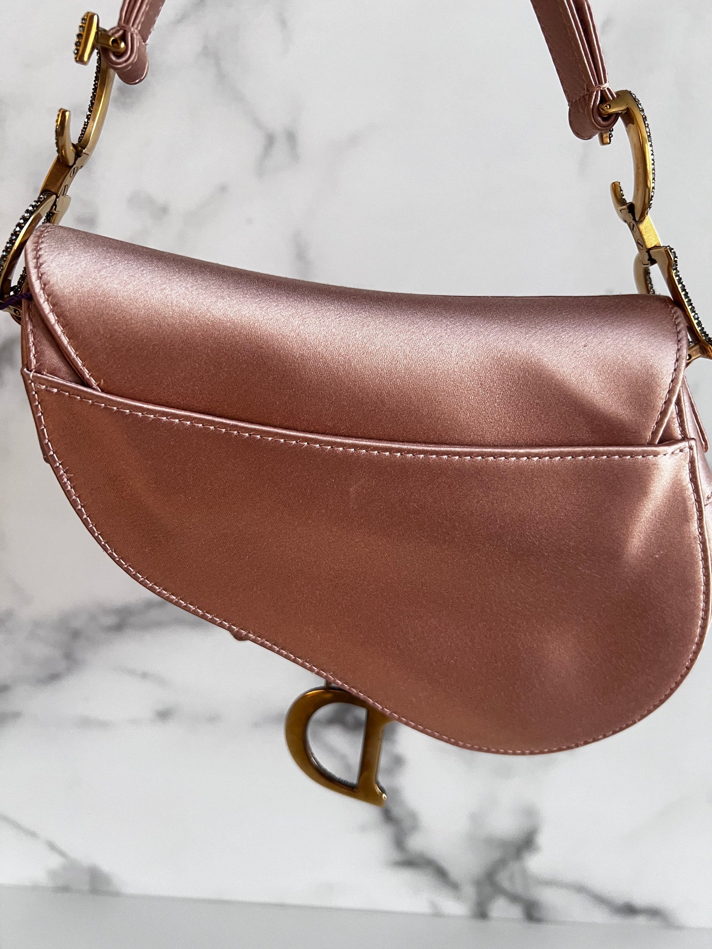 Dior small rose pink satin Saddle Bag