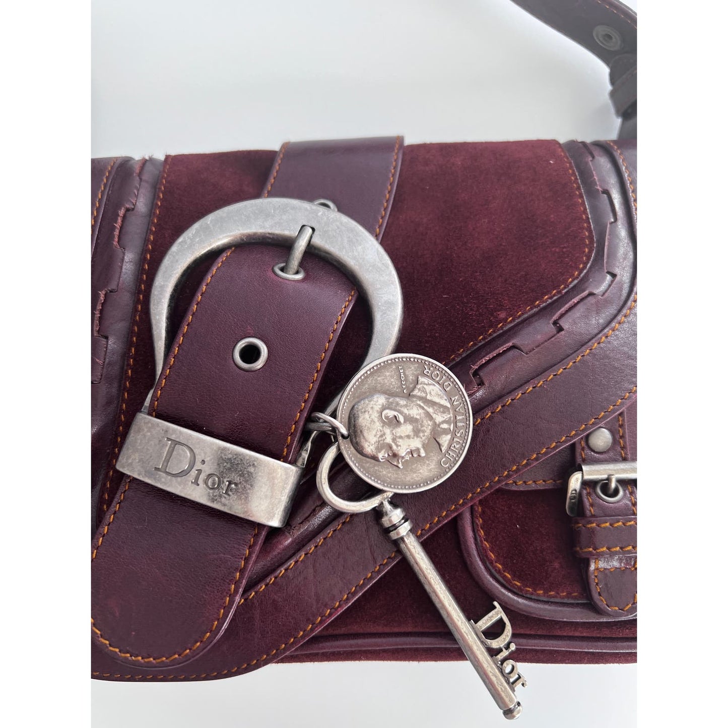 Dior brown suede mini size Gaucho bag