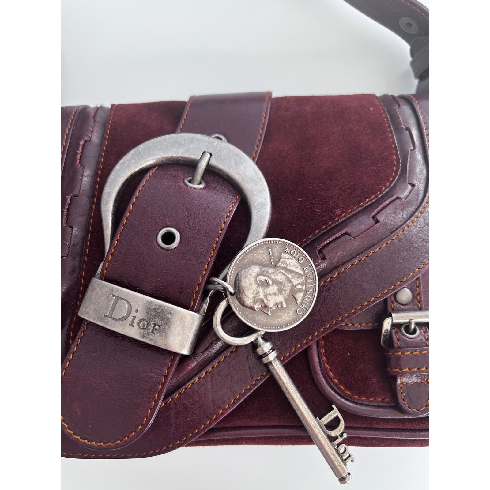 Dior brown suede mini size Gaucho bag