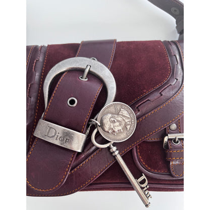 Dior brown suede mini size Gaucho bag