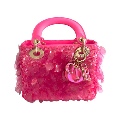 Dior Barbie pink sequin mini Ladydior bag