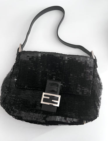 Fendi Black sequin Mamma baguette