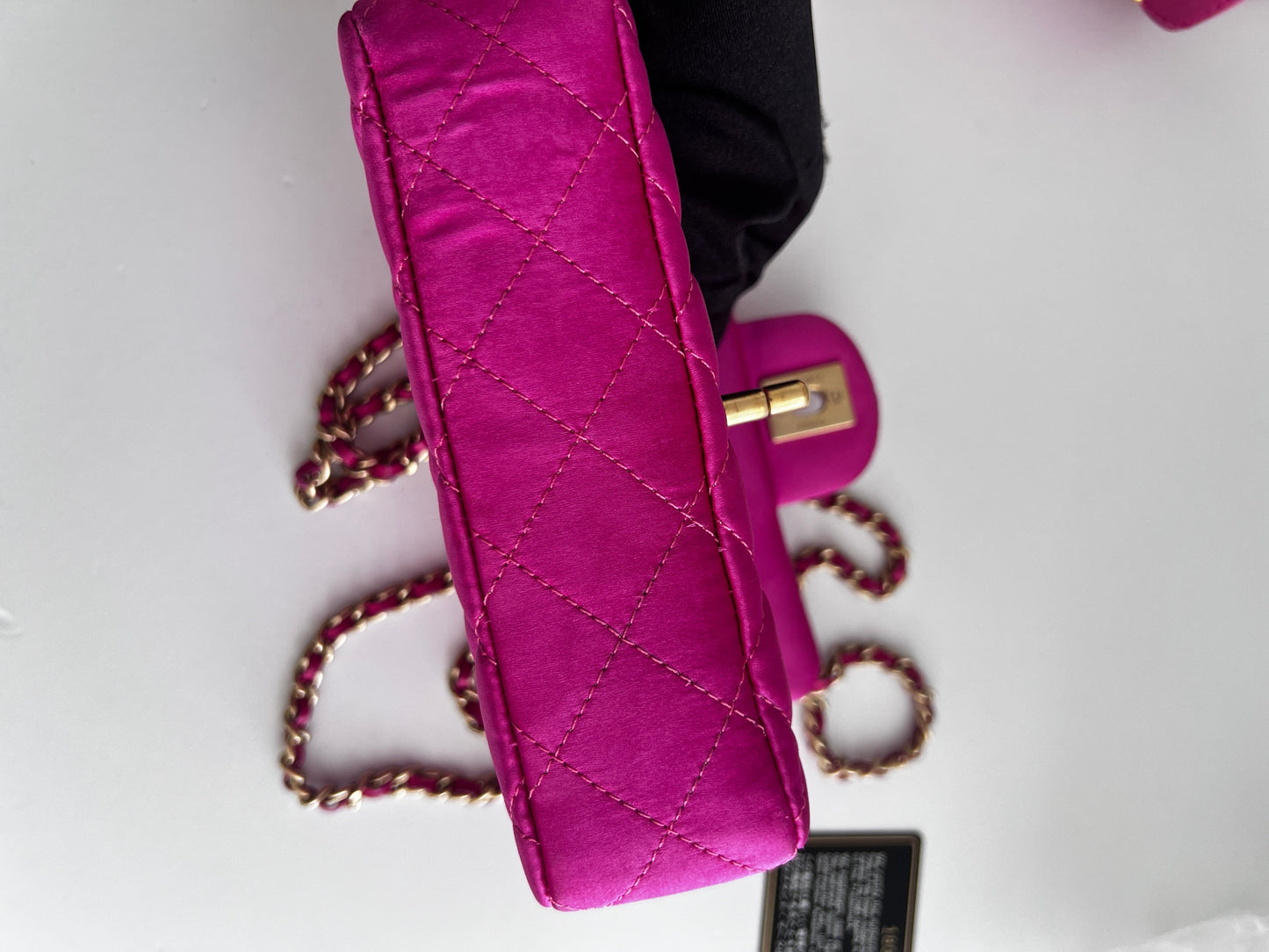 Vintage Chanel pink sequin mini flap bag