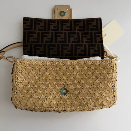 Fendi Raffia & Sequin Baguette