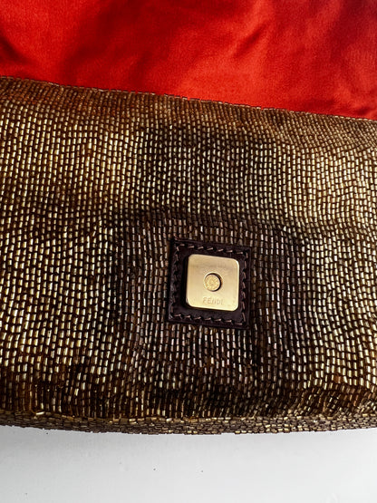 Fendi gold beaded baguette