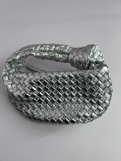 Bottega Veneta metallic silver mini Jodie