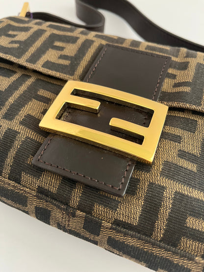 Fendi baguette FF gold hardware shoulder bag