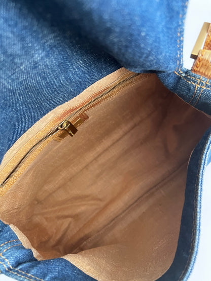 Fendi mamma lizard denim baguette