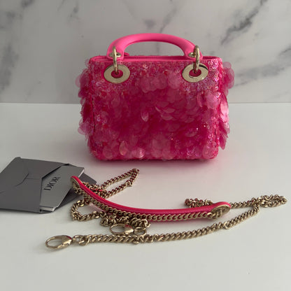 Dior Barbie pink sequin mini Ladydior bag
