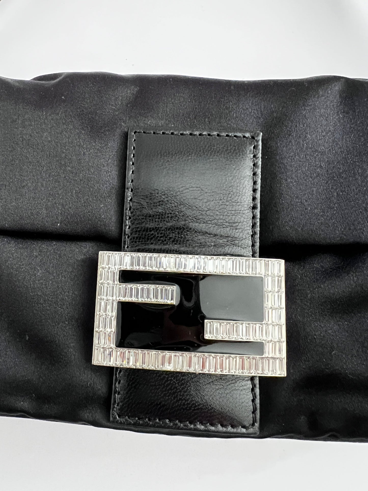 Vintage Fendi Black Satin baguette