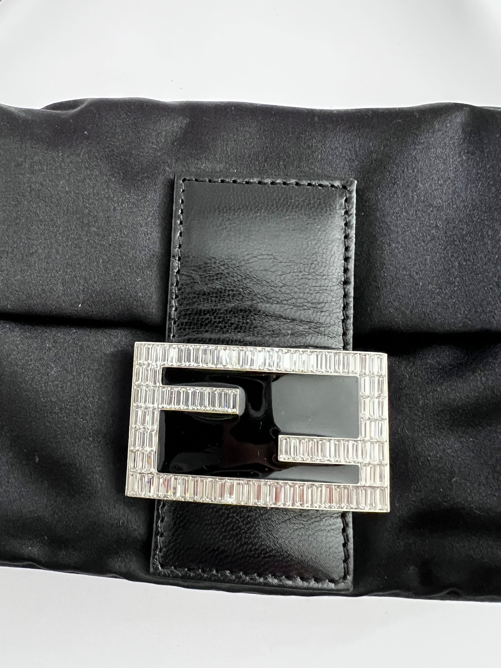 Vintage Fendi Black Satin baguette