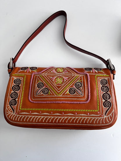 Fendi embroidered leather baguette