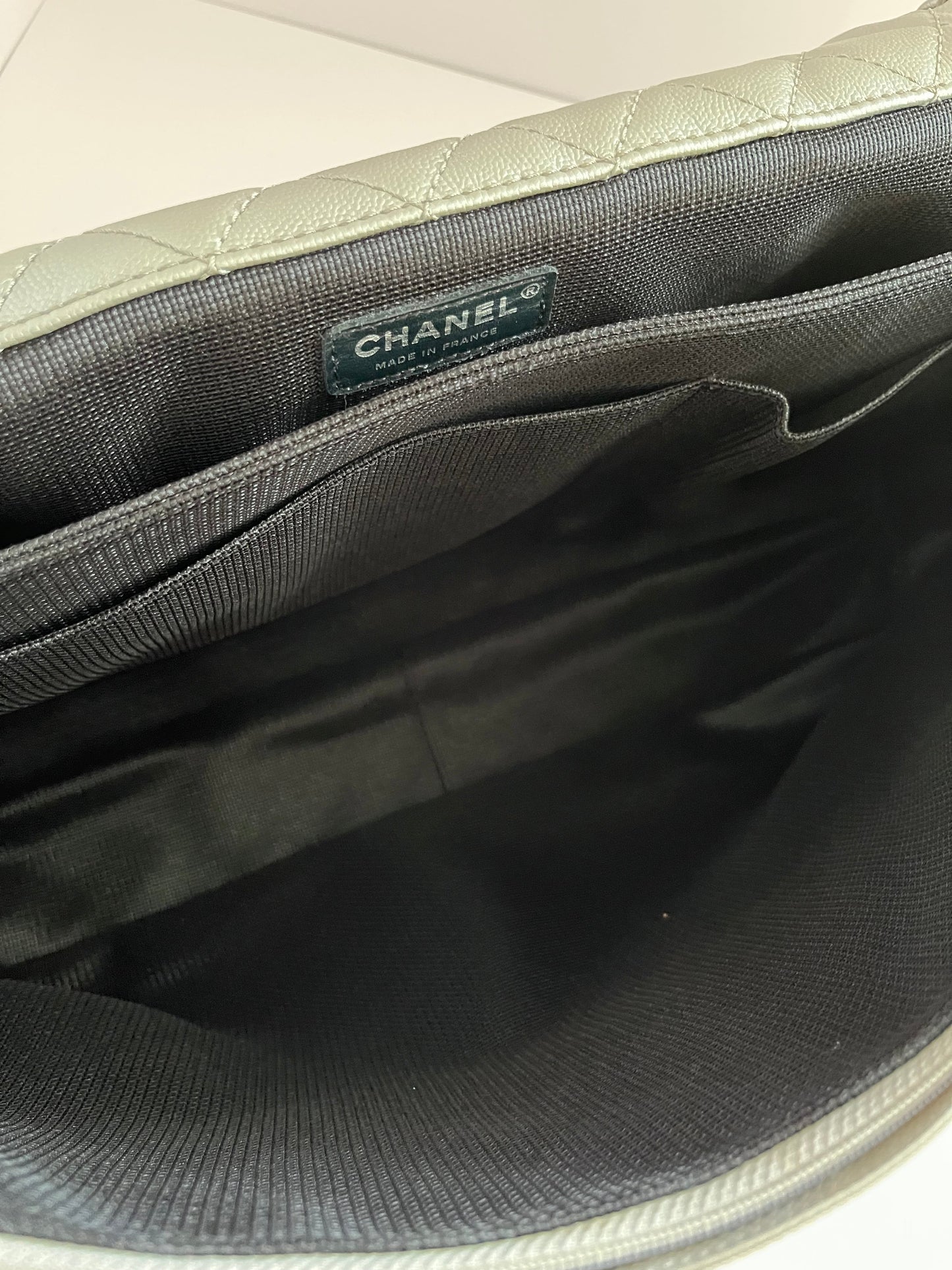 Chanel Classic Flap XXL Silver Leather Travel Bag