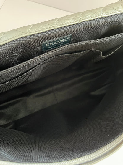 Chanel Classic Flap XXL Silver Leather Travel Bag