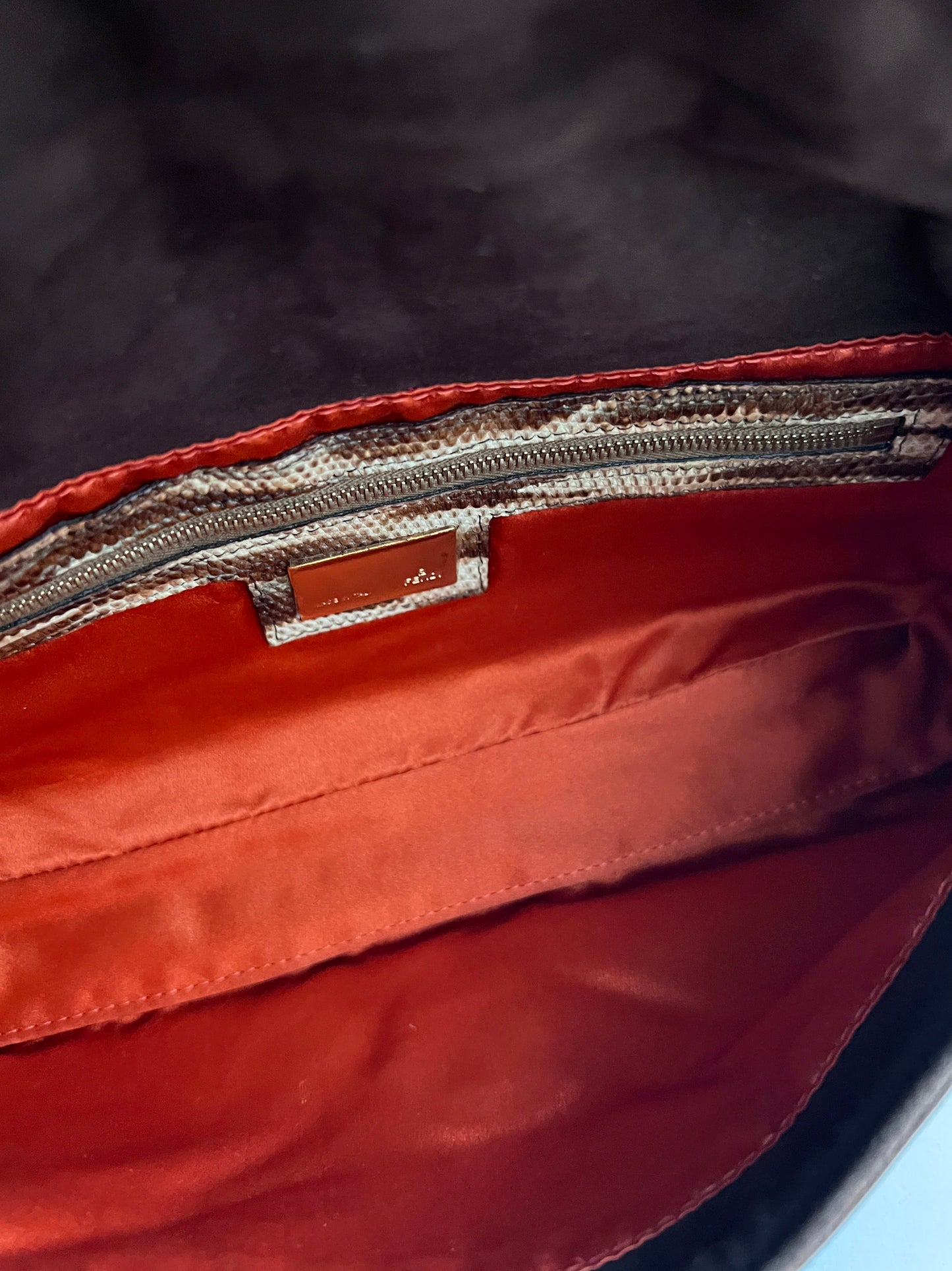 Fendi embroidered brown suede baguette