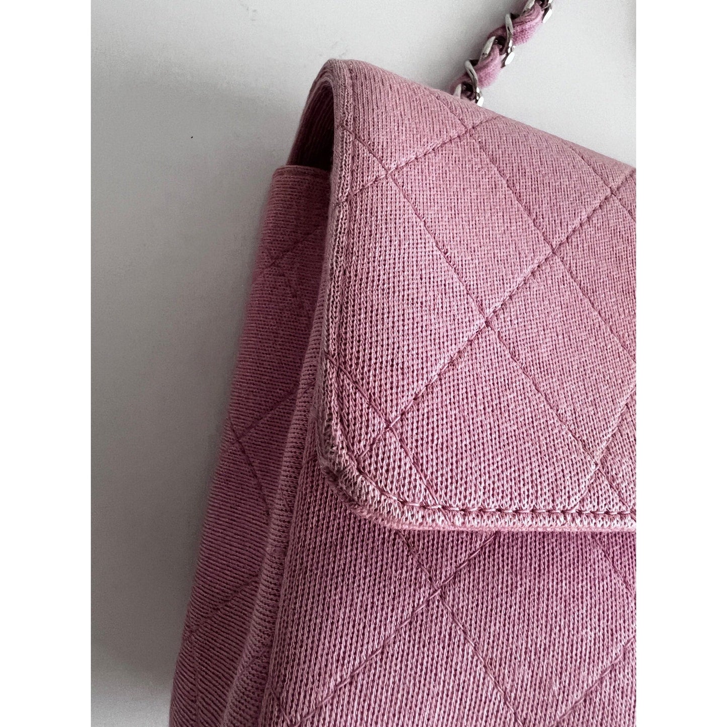 ChanelLight Pink Quilted Jersey Cotton Single Flap Bag