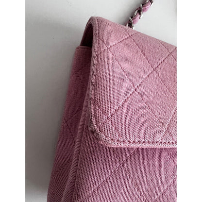 ChanelLight Pink Quilted Jersey Cotton Single Flap Bag