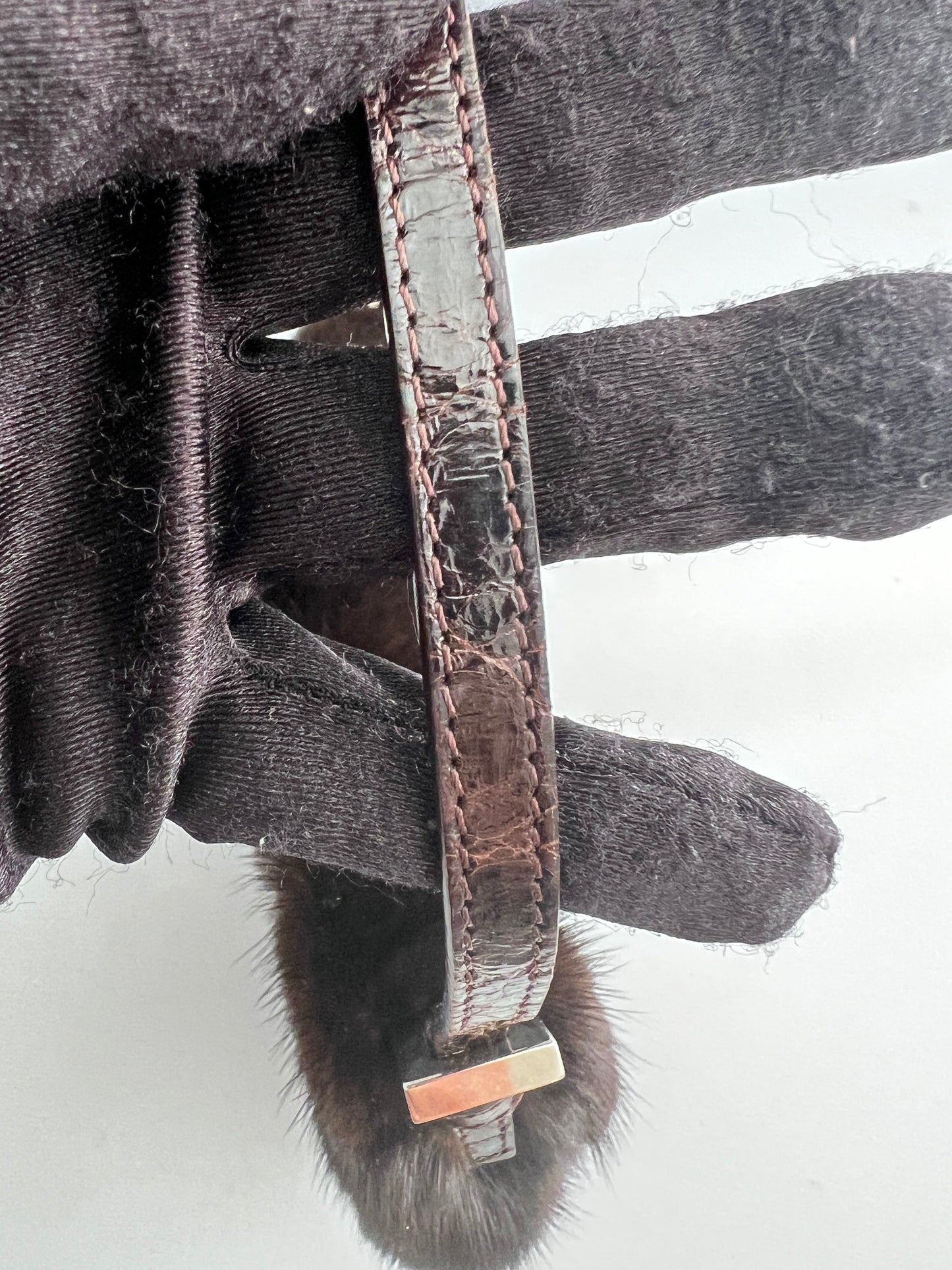 Vintage Fendi brown Mink fur mini baguette