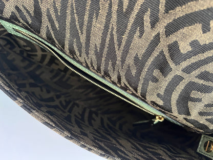 Fendi baguette FF embroidery gold hardware shoulder bag