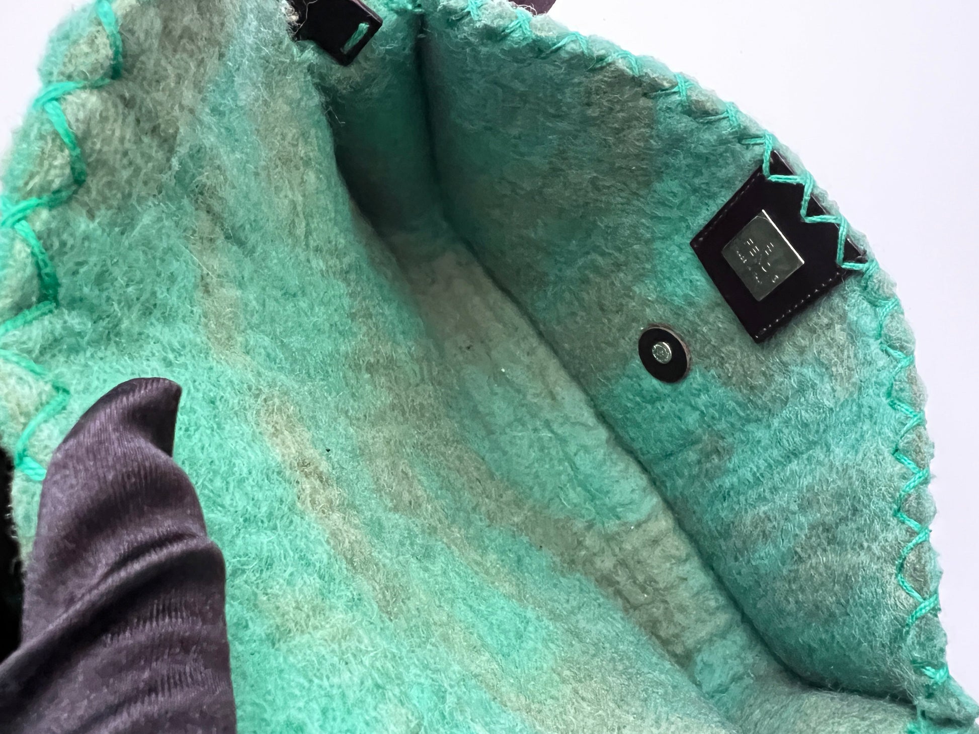 Vintage Fendi Green Felt flower baguette