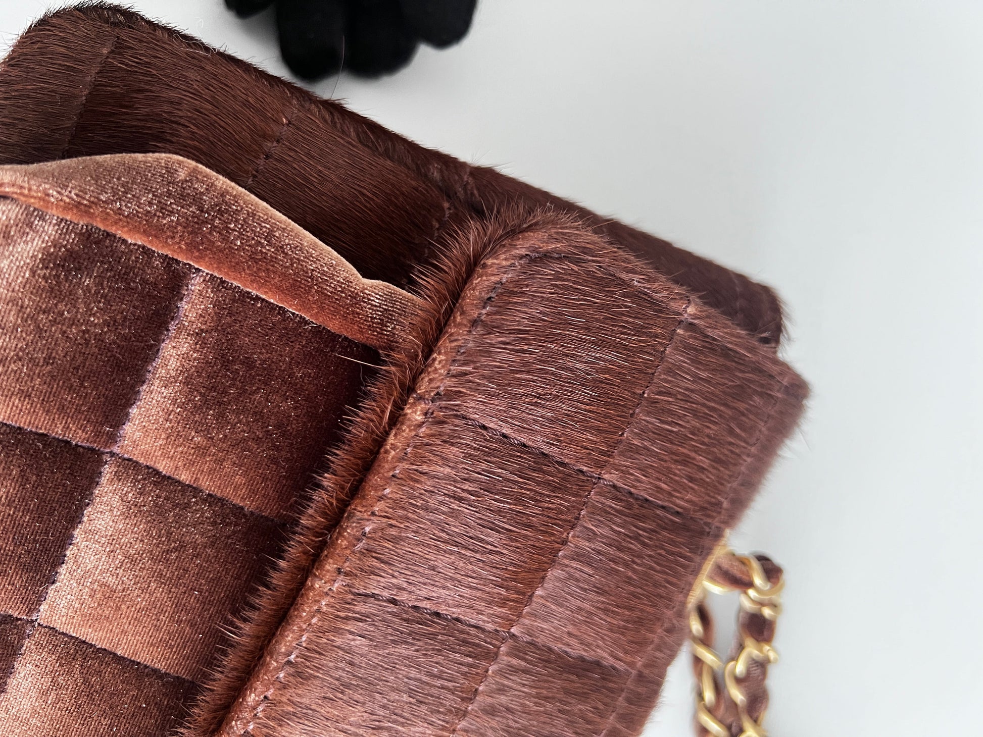 Chanel pony hair & velvet chocolate bar flap bag