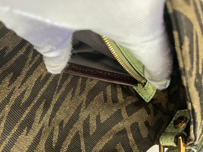 Fendi baguette FF embroidery gold hardware shoulder bag