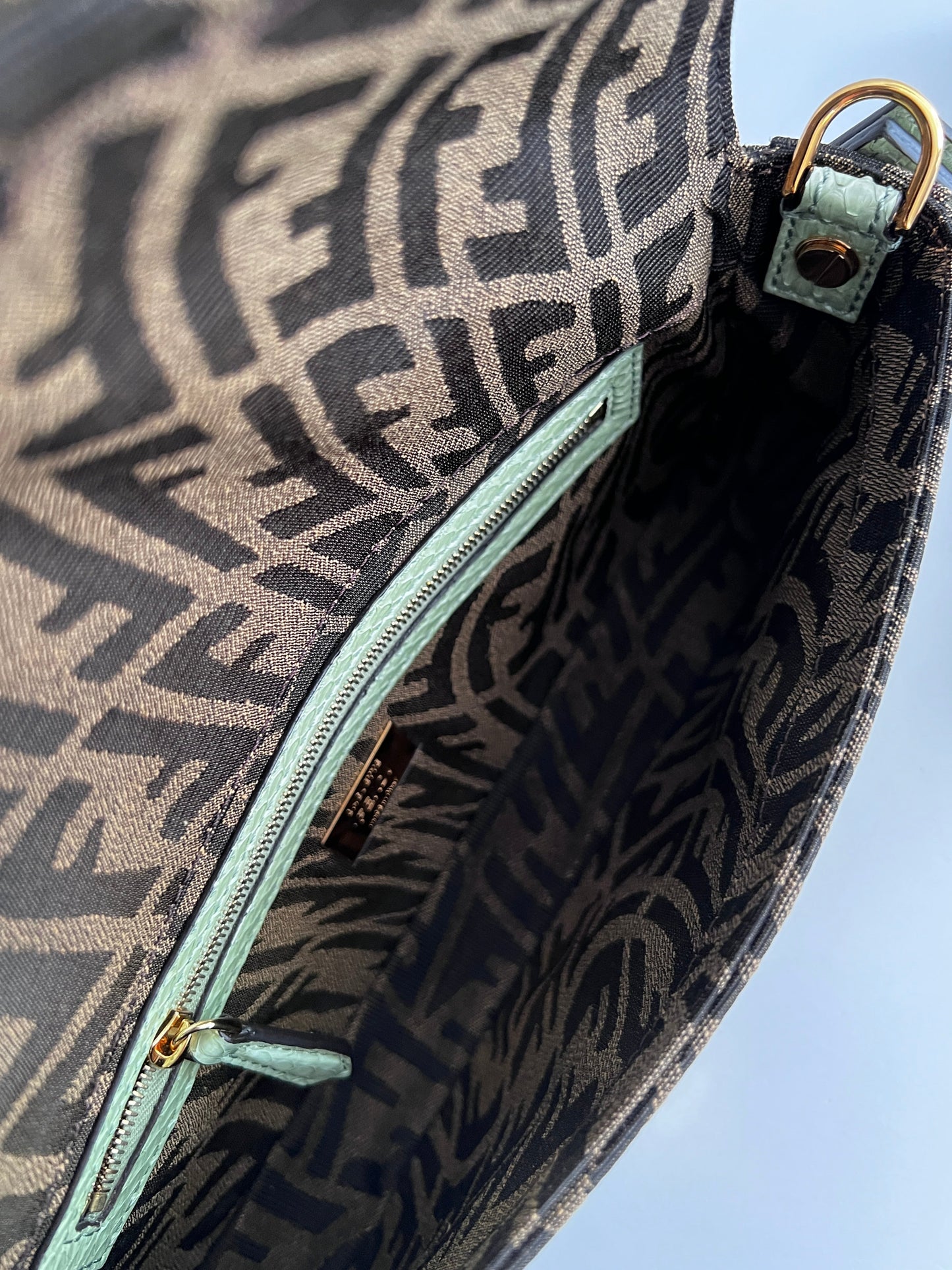 Fendi embroidered zucca baguette 1997