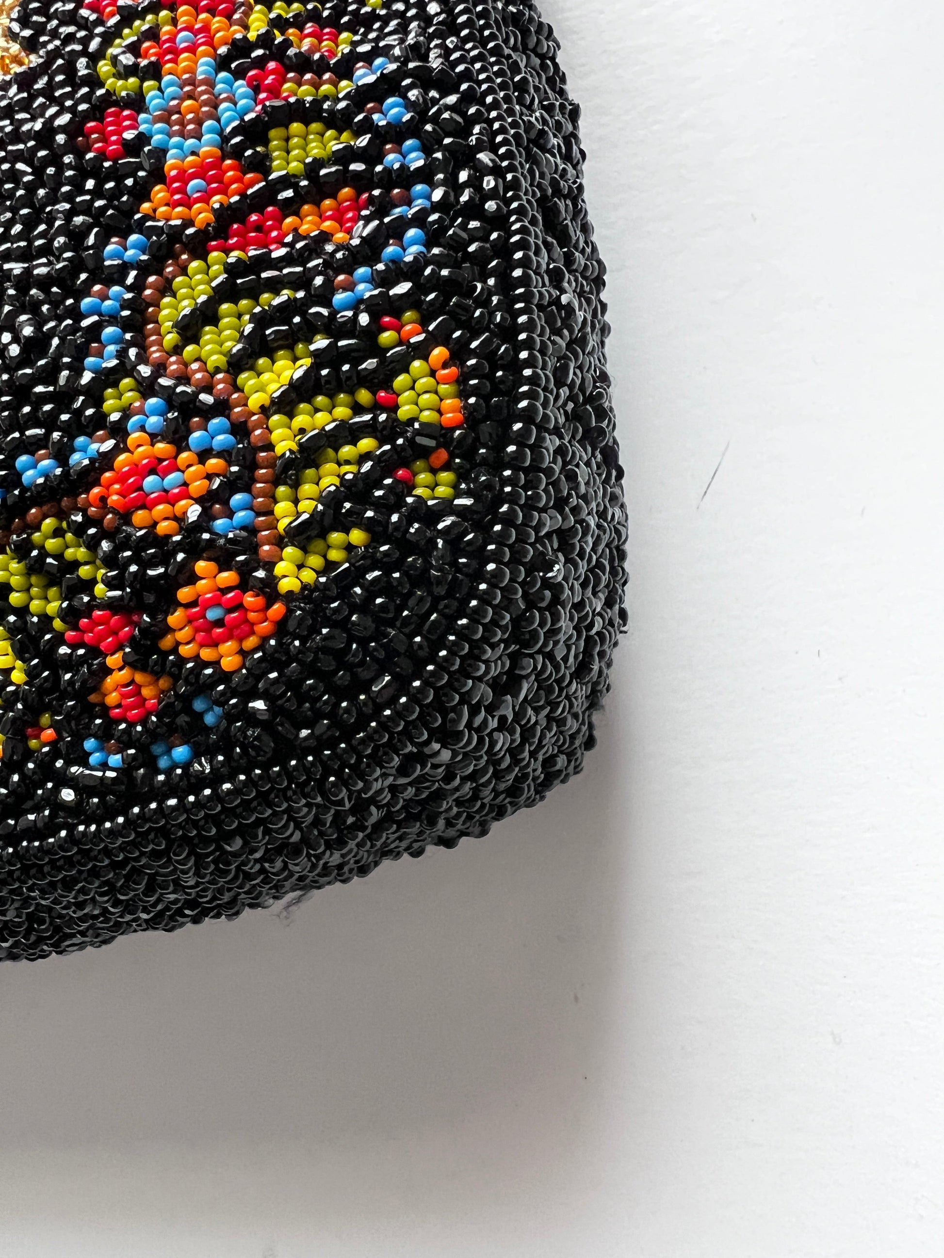 Pre-owned Rare Fendi cross stitch floral pattern beaded baguette