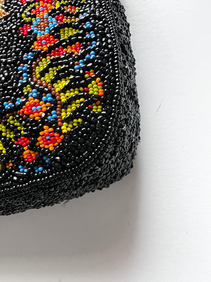 Pre-owned Rare Fendi cross stitch floral pattern beaded baguette