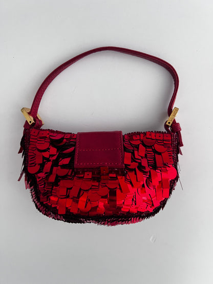 Vintage Fendi Red Sequin Croissant Bag