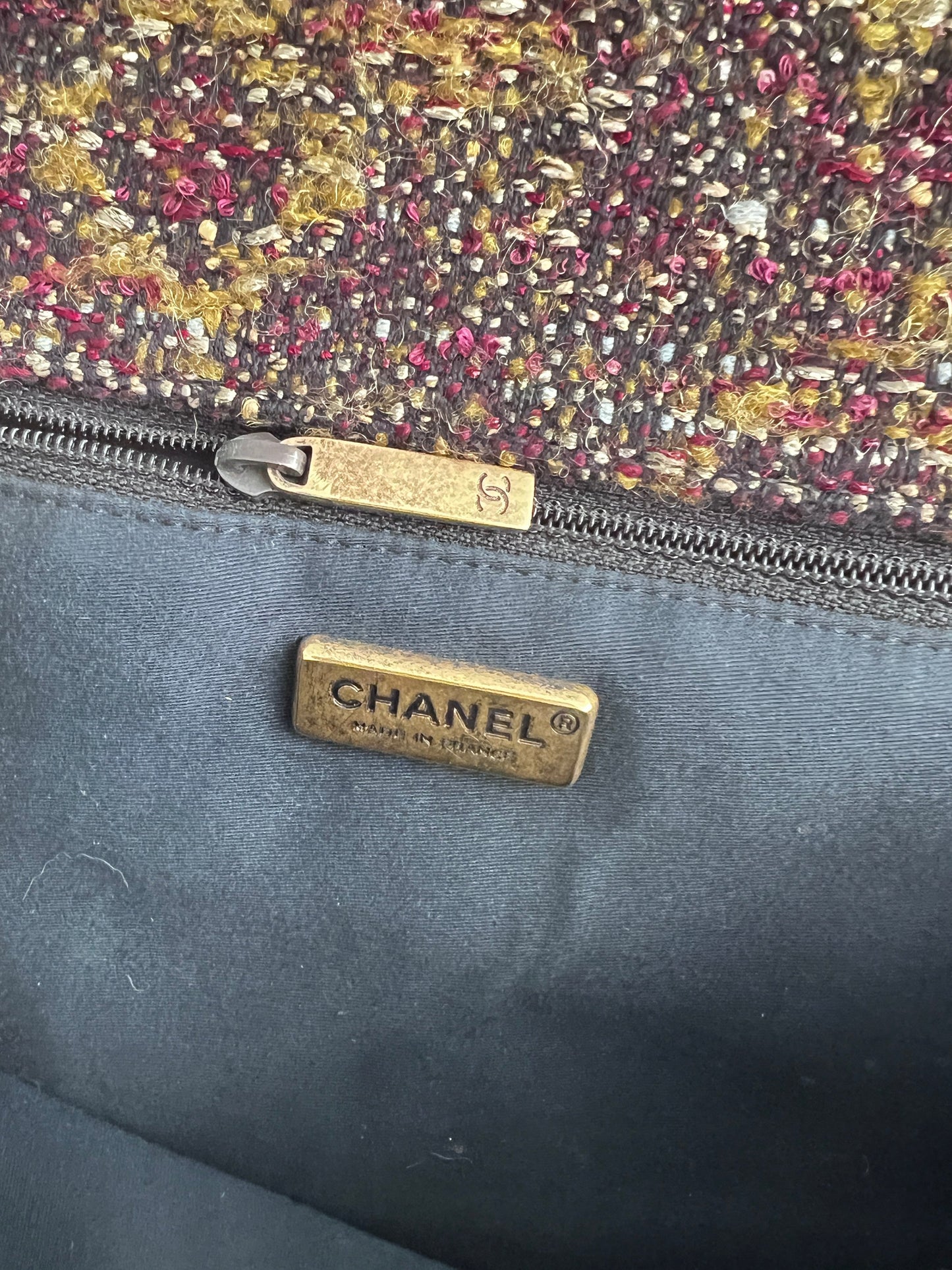 Chanel tweed crystal embellished Paris Byzance reissue 2.55 flap bag jumbo size