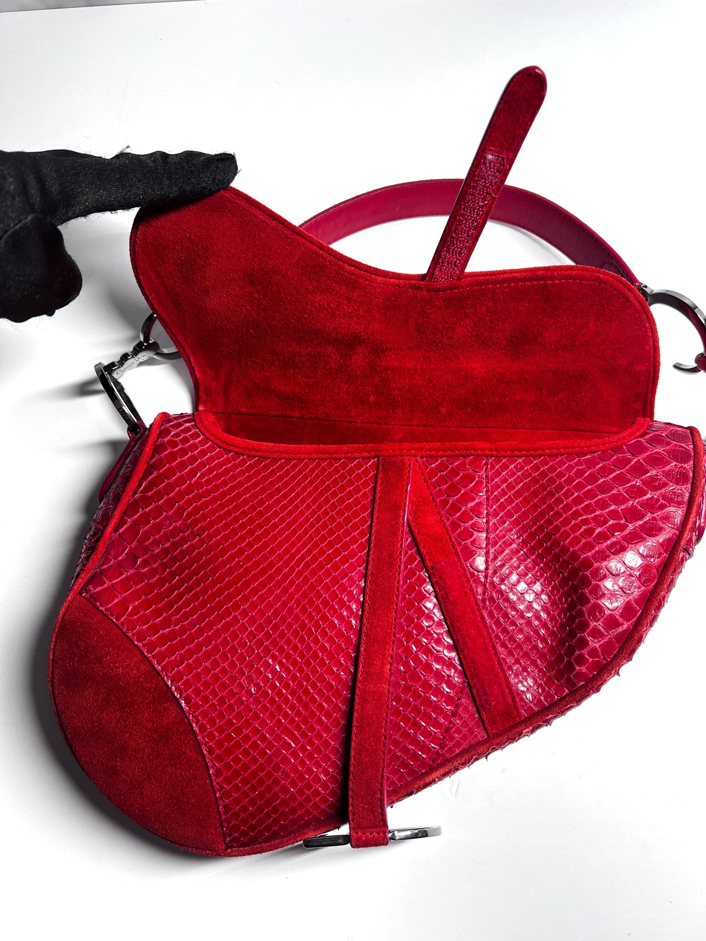 Vintage Dior red Python with suede saddle