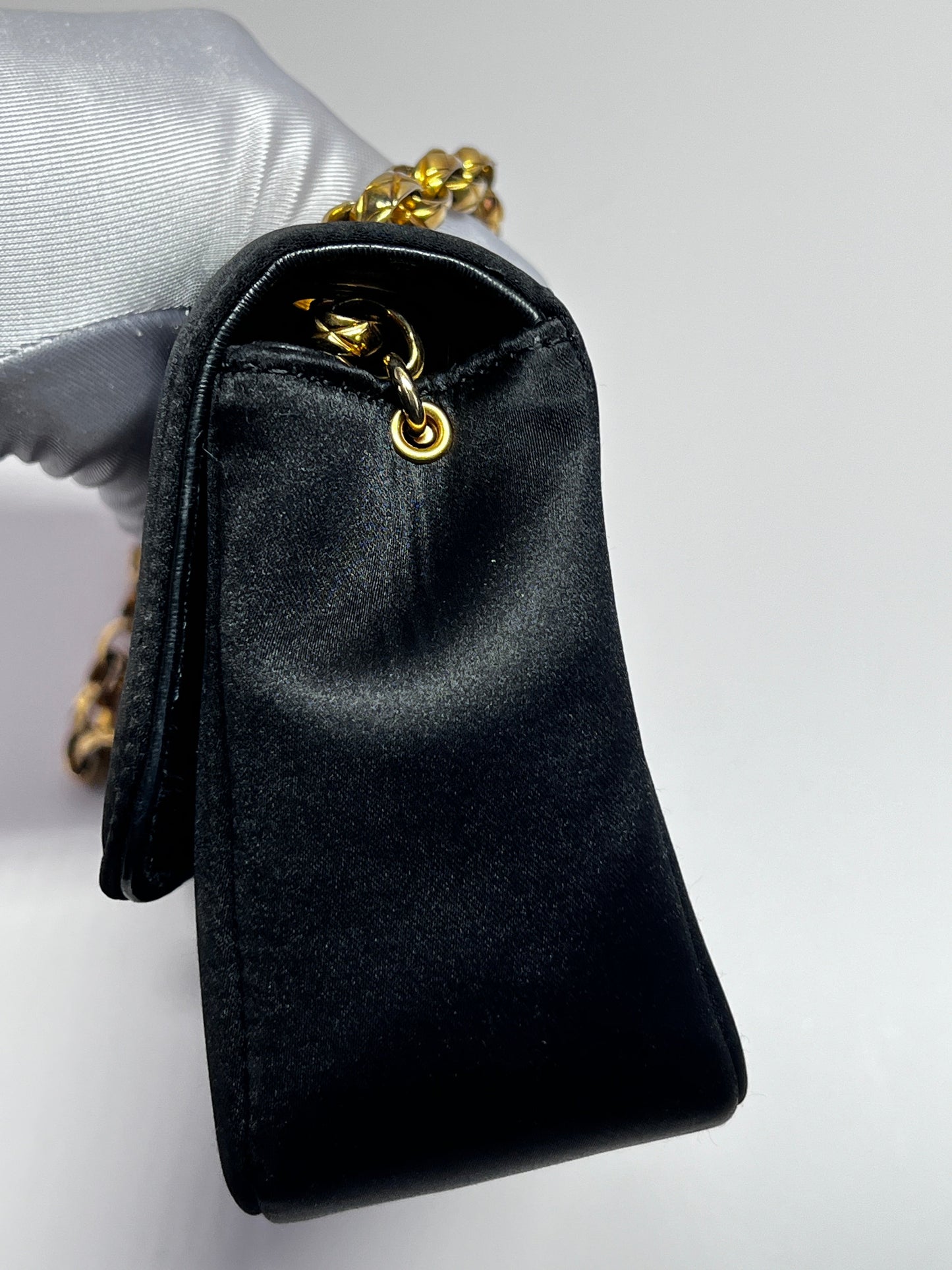 Vintage Chanel mini rectangular satin flap bag