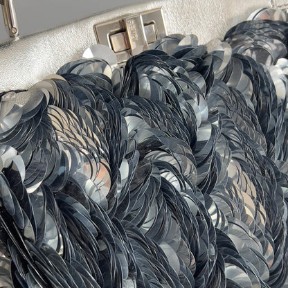 Fendi Silver Big Paillettes Small Size Peekaboo