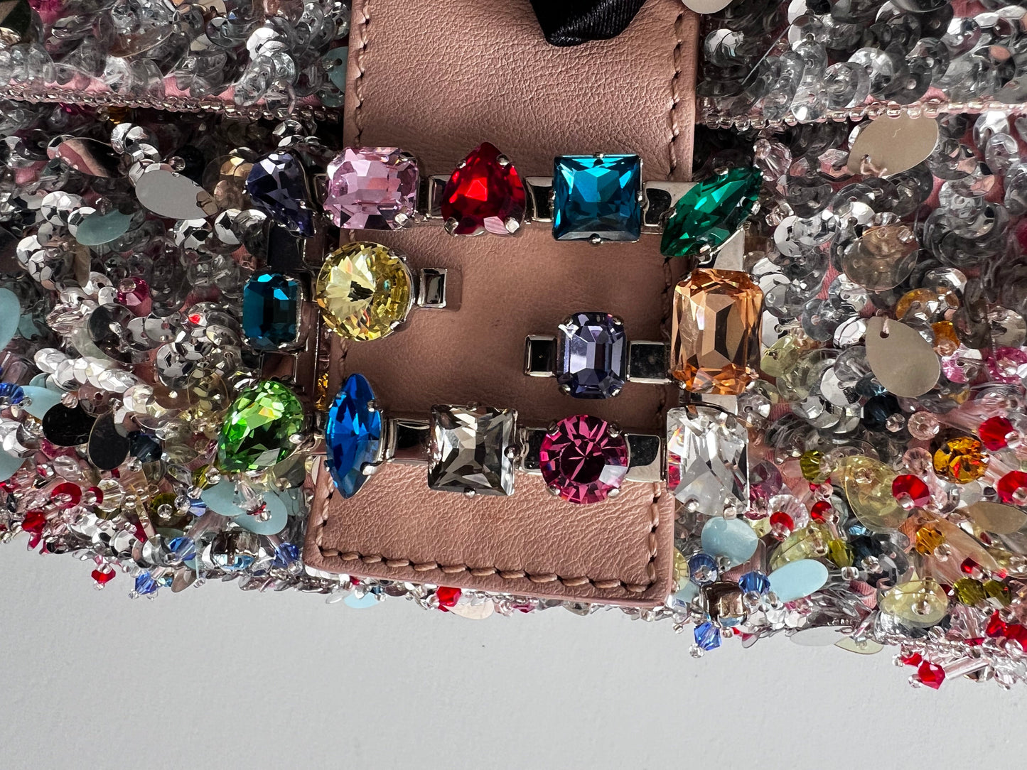 Rare Fendi multicolored diamond and sequin baguette
