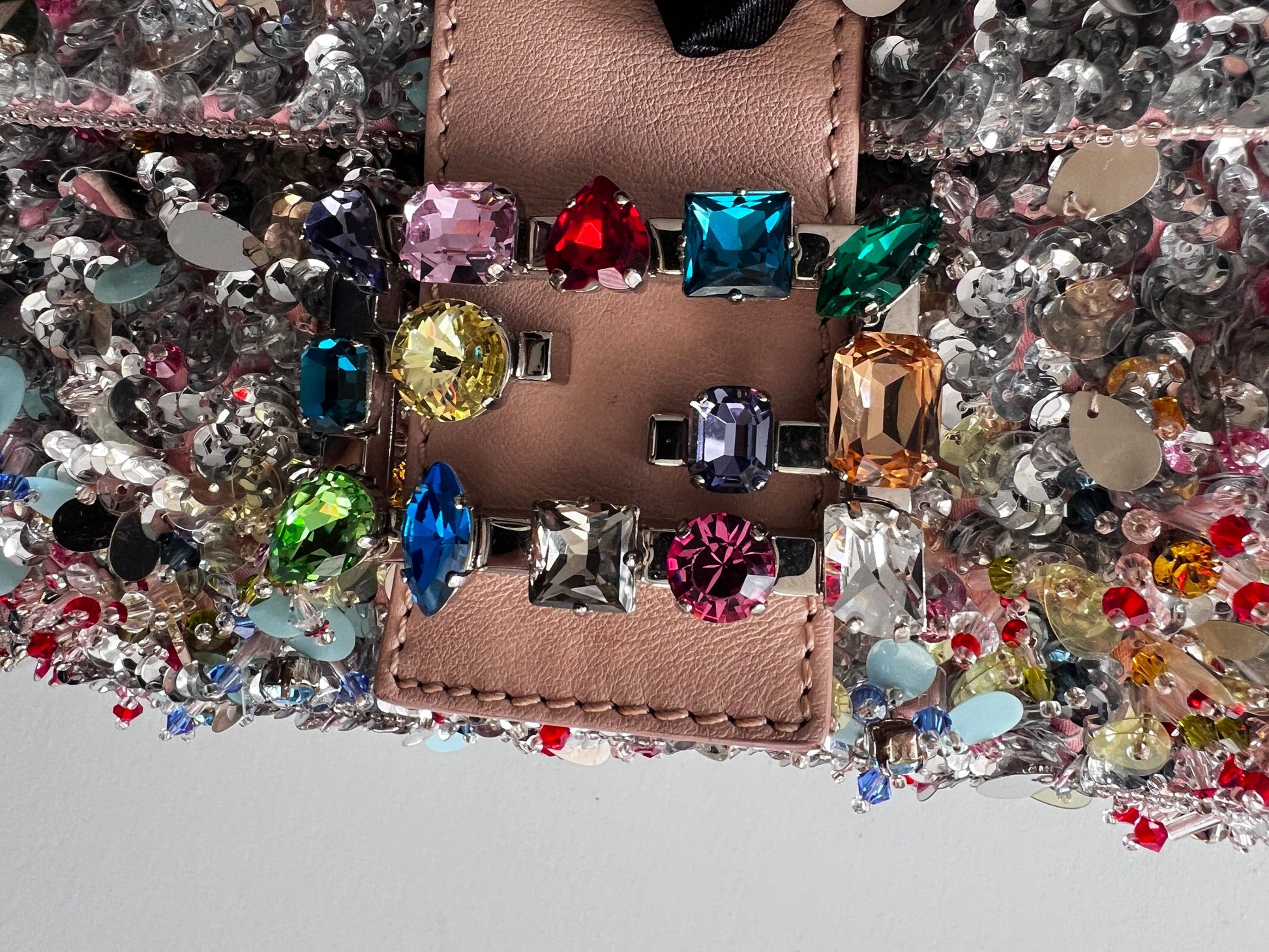 Rare Fendi multicolored diamond and sequin baguette