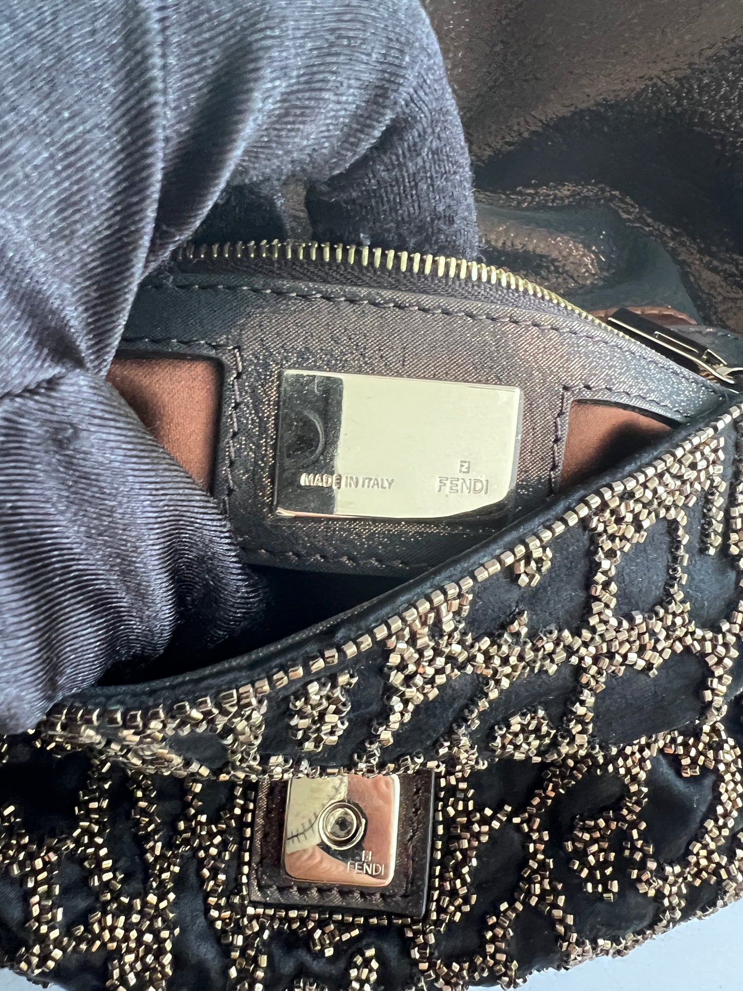 Fendi Cheetah embroidered beaded baguette