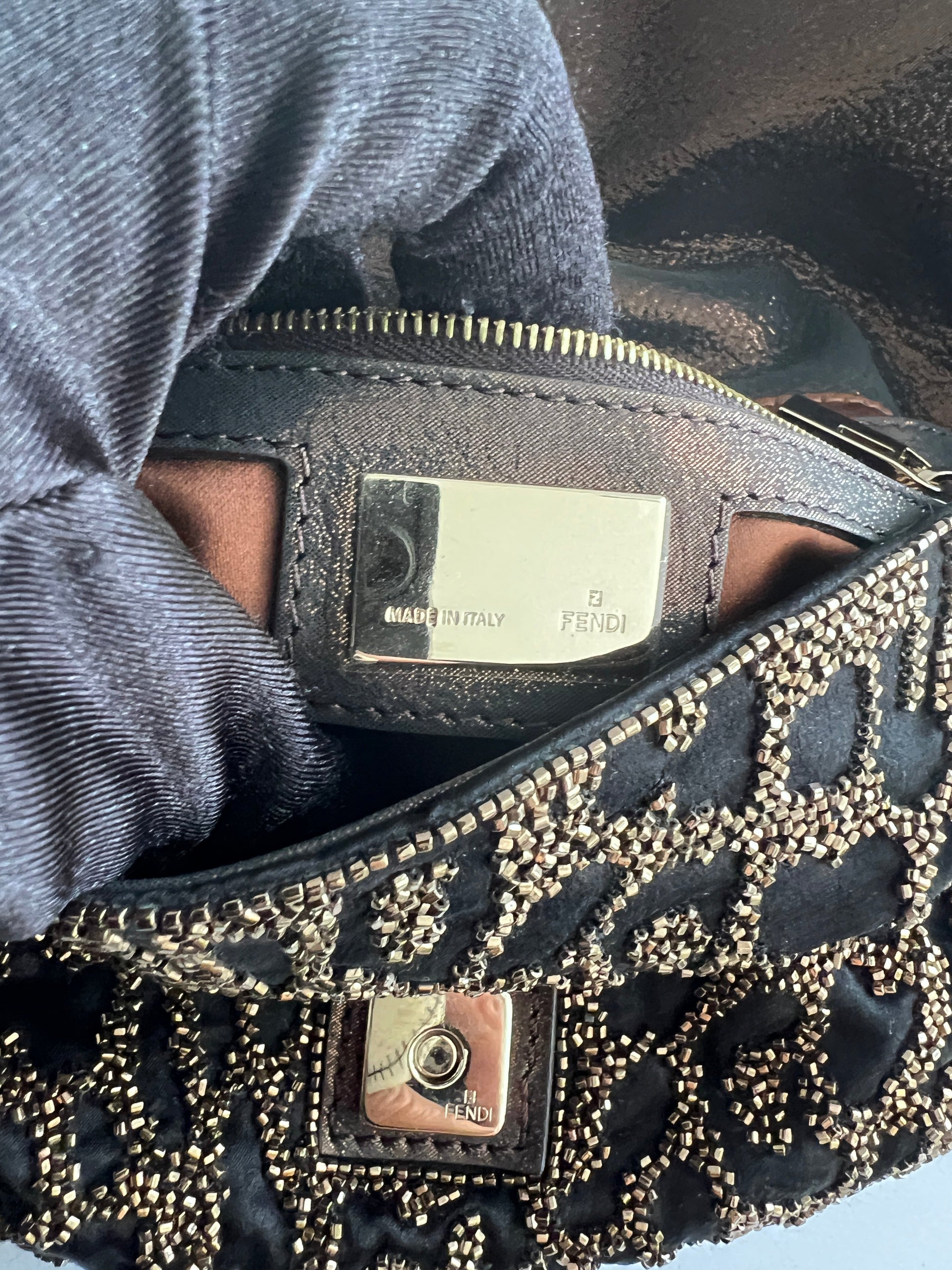 Fendi Cheetah embroidered beaded baguette