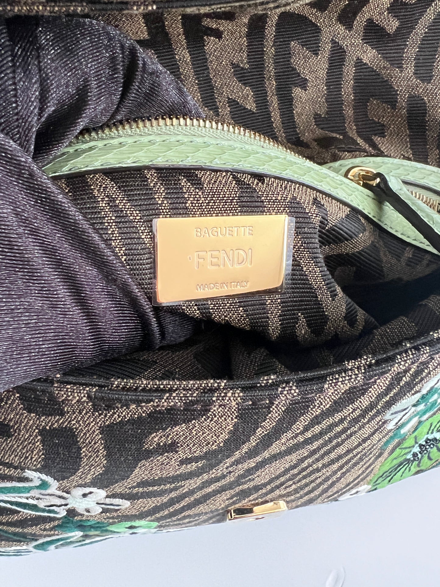 Fendi embroidered zucca baguette 1997