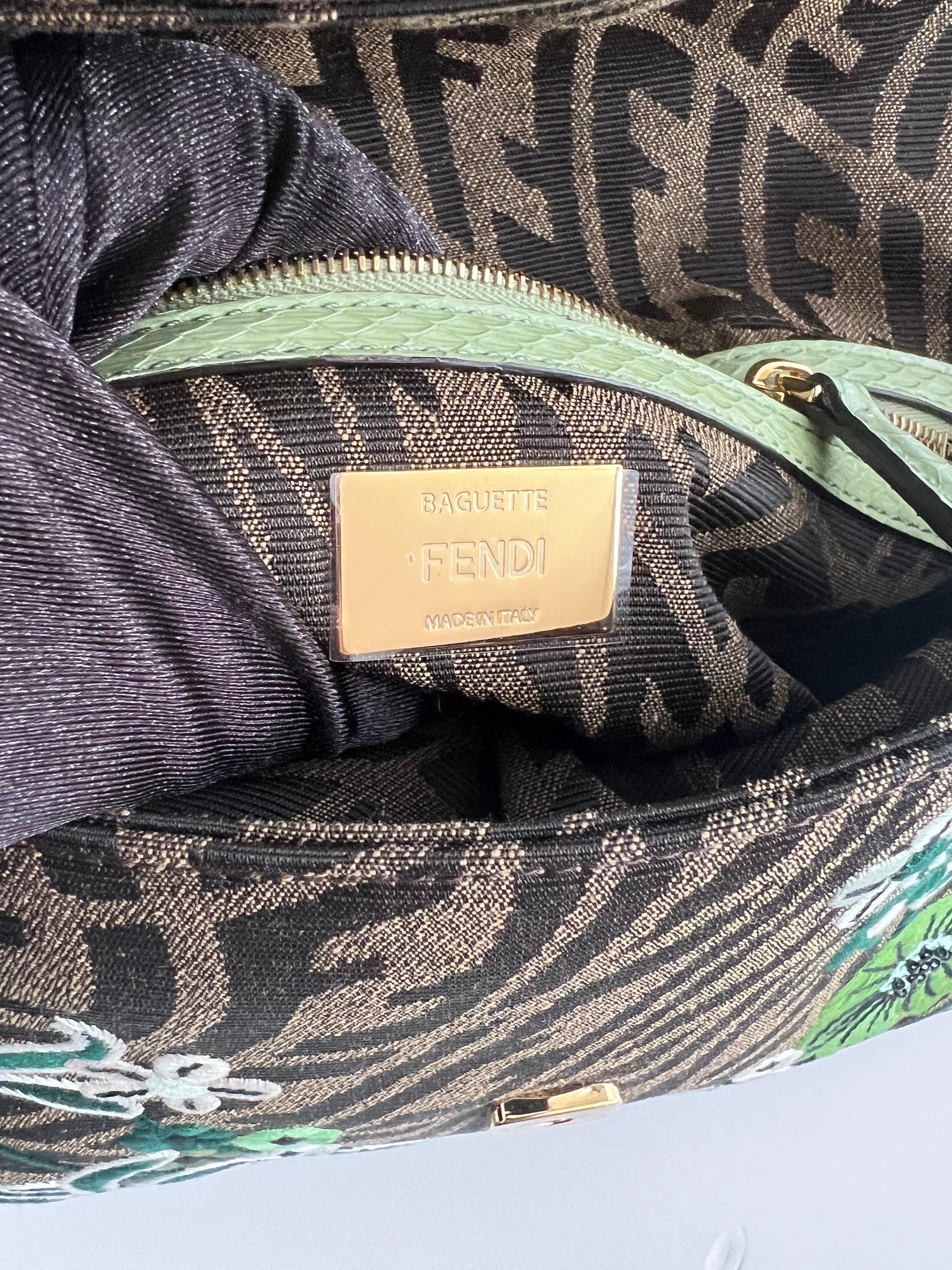 Fendi embroidered zucca baguette 1997