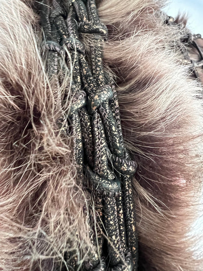 Bottega Veneta fur hobo woven bag