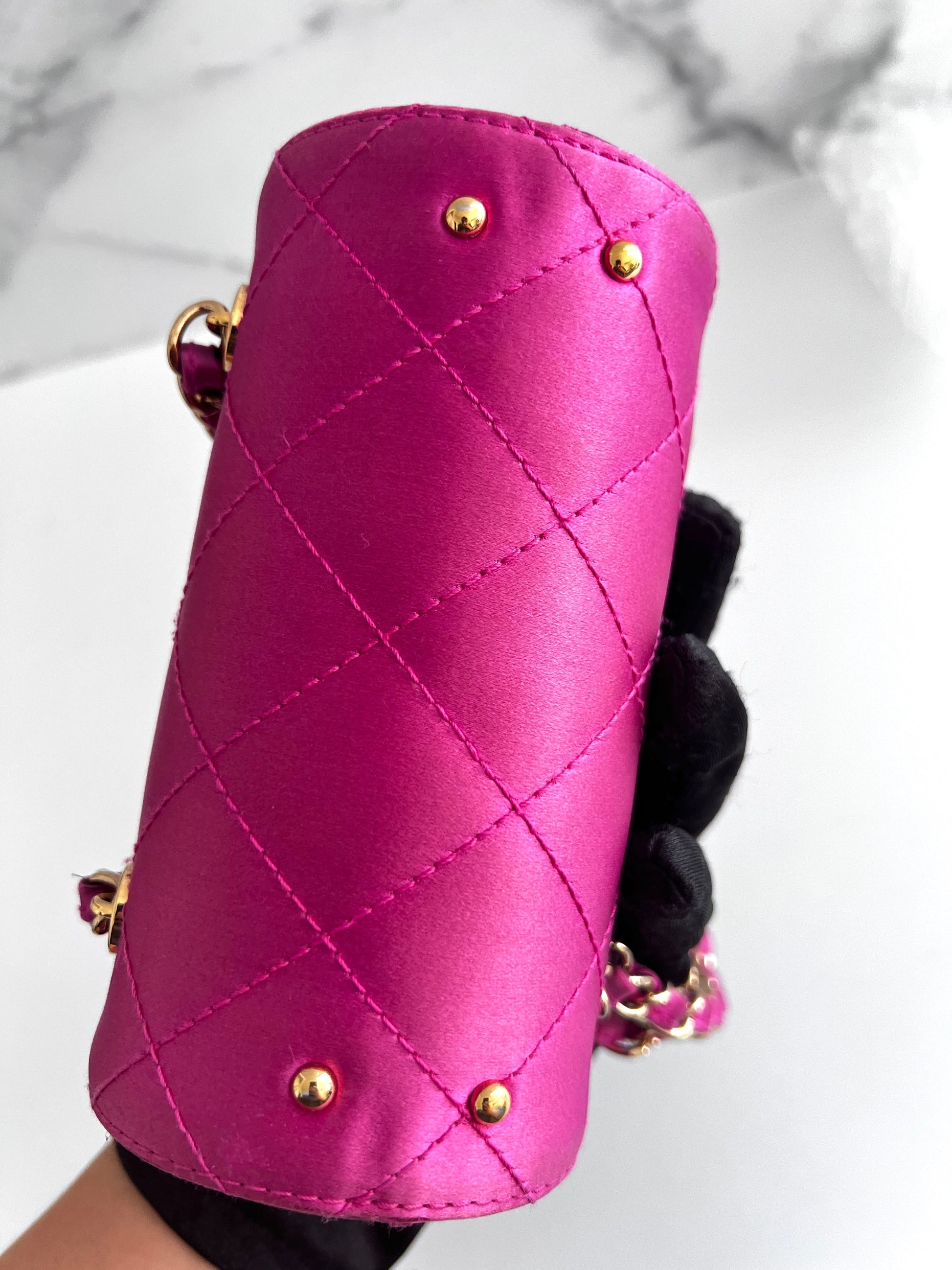 Vintage Chanel pink satin mini bag