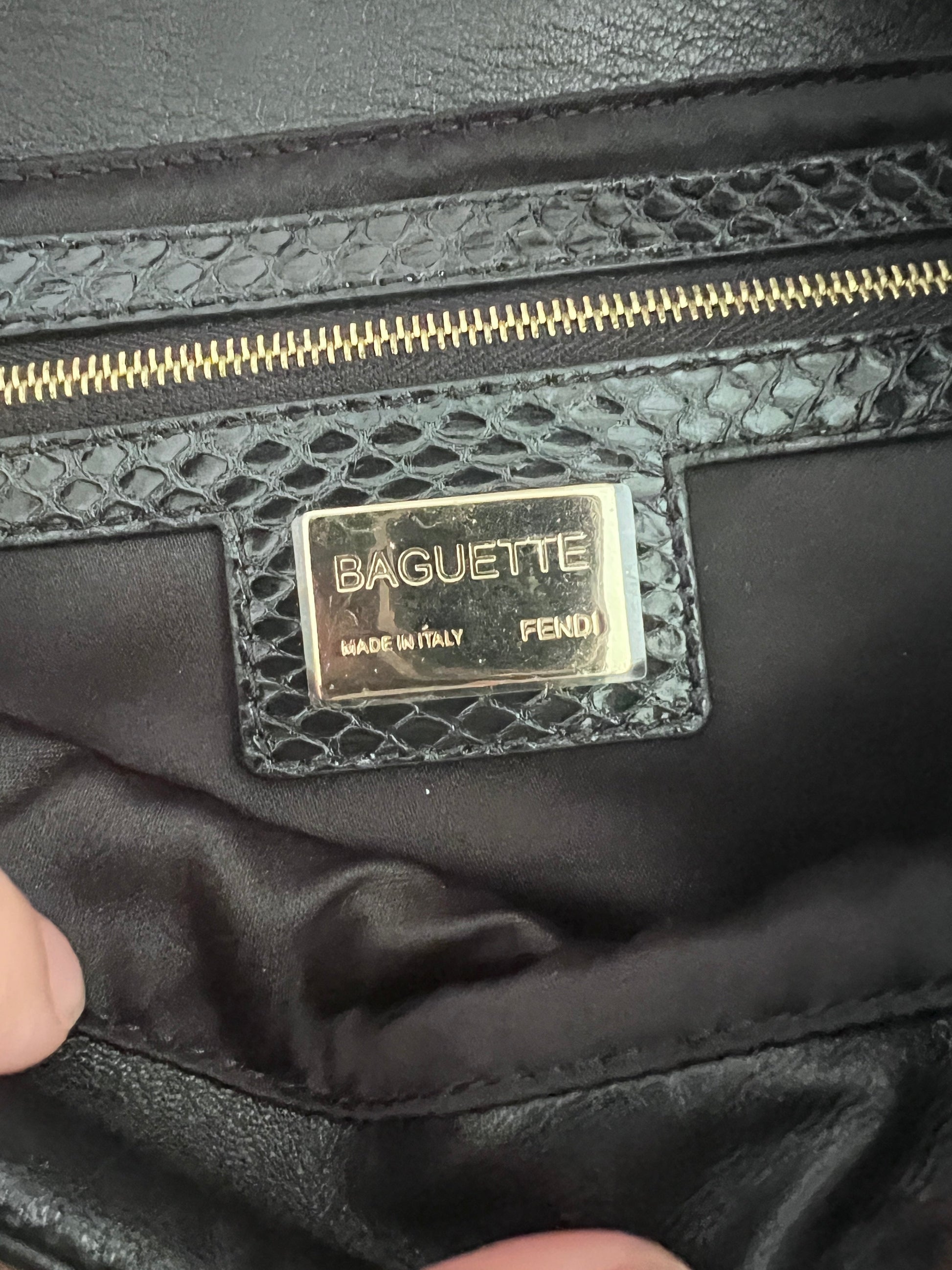 Fendi baguette mink black brown stripes shoulder bag